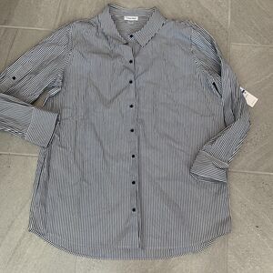 Calvin Klein Mens Dress Shirt Size XL NWT Black And White Stripe